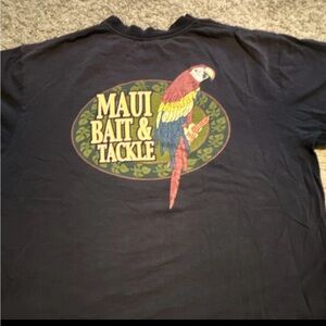 Vintage Maui Bait & Tackle Parrot Graphic T-Shirt XL Navy Cotton